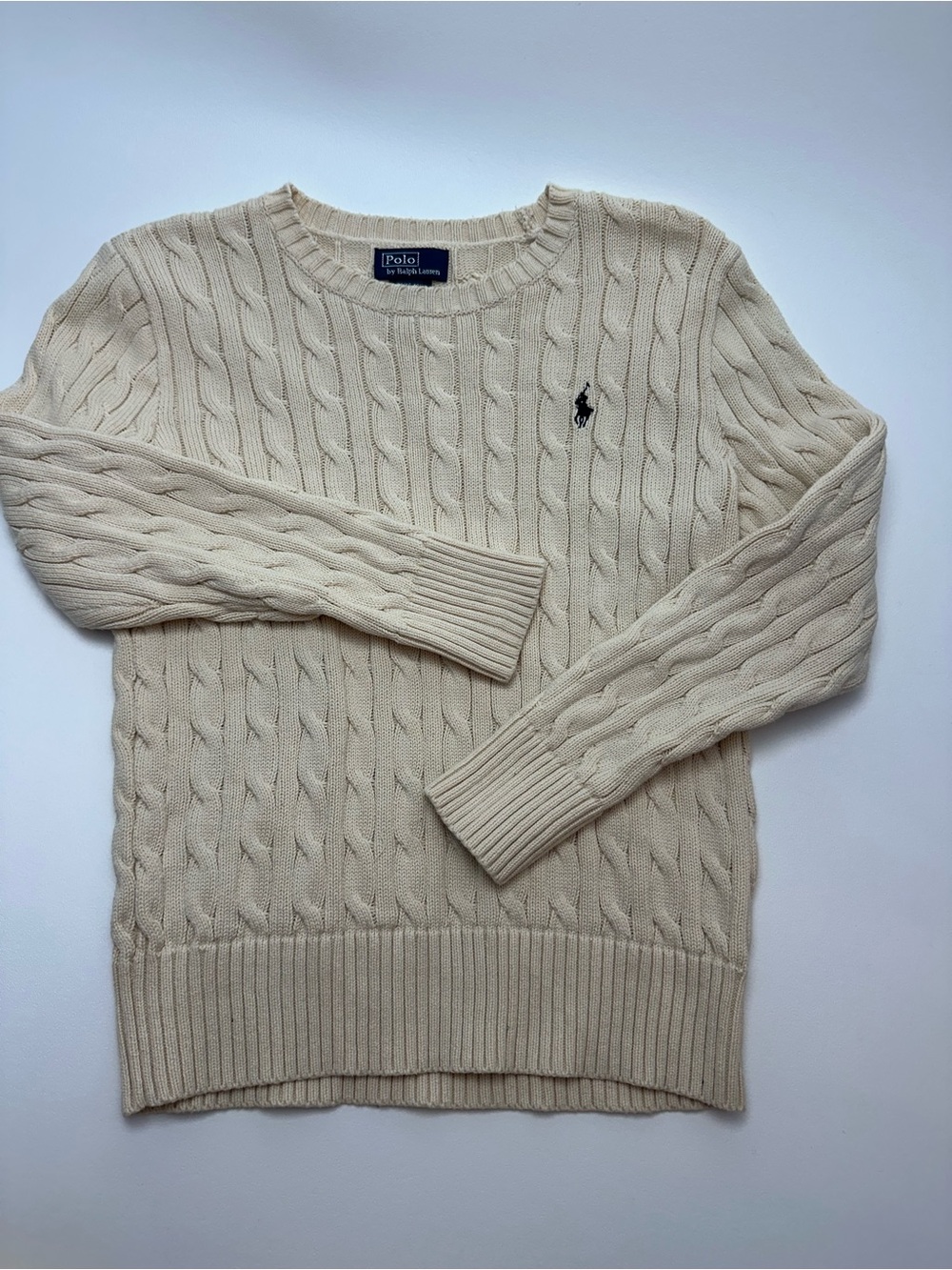 Polo by Ralph Lauren Cream Cable-Knit Crewneck Youth Sweater